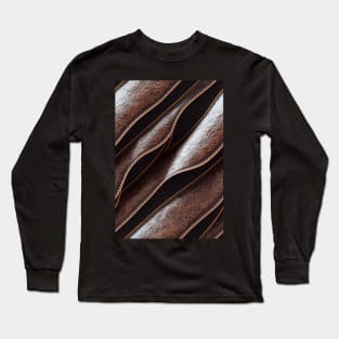 Dark Brown Ornamental Leather Stripes, natural and ecological leather print #74 Long Sleeve T-Shirt